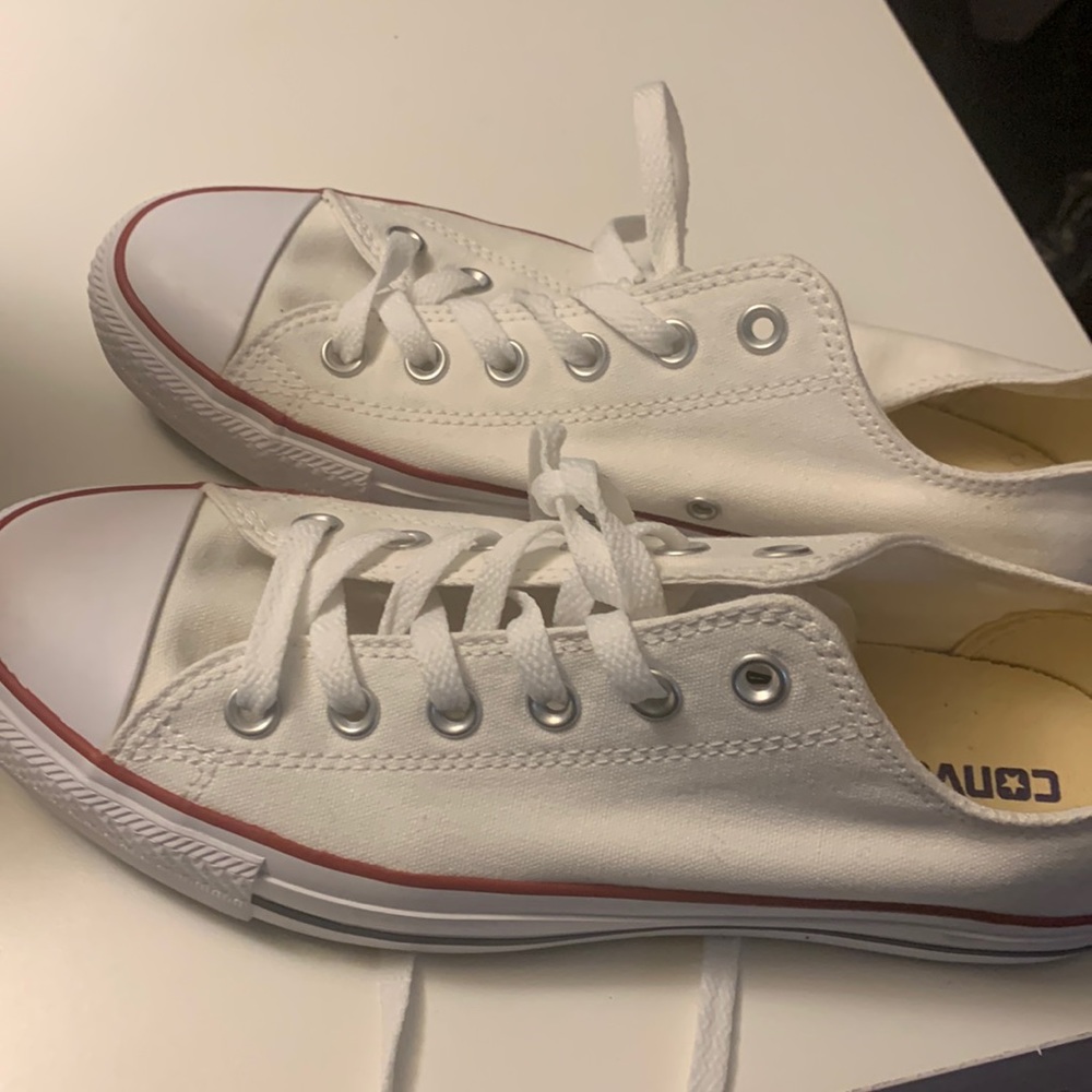 White converse women 9.5. I typically wear a 10 and these feel larger.